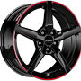 RONAL Alufelge 7.5 J x 17 112/5/45/76  R69 MCR JETBLACK-RED RIM RONAL 7,5x17 5x112 ET45.00 jetblack-red rim