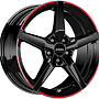 RONAL R69 Ford 7,5x17 5x112 ET45.00 černá lesklá s červenou linkou