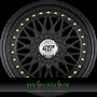  GTP 072 7,5x17 4x100 ET35.00 schwarz voll lackiert goldene zierschrauben