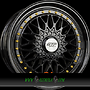  GTP 072 7x16 4x100 ET35.00 schwarz voll lackiert goldene zierschrauben